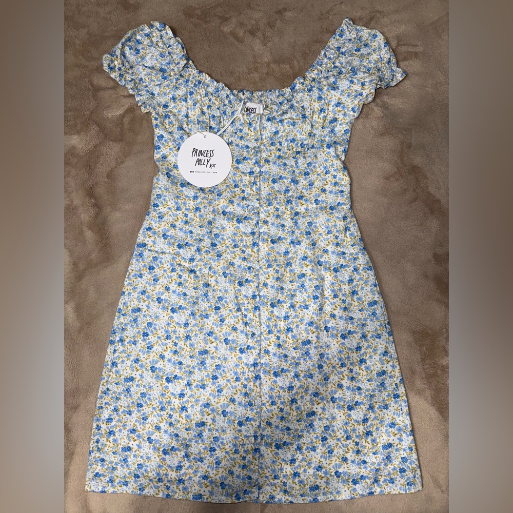 Princess Polly Donna Mini Blue Floral Dress